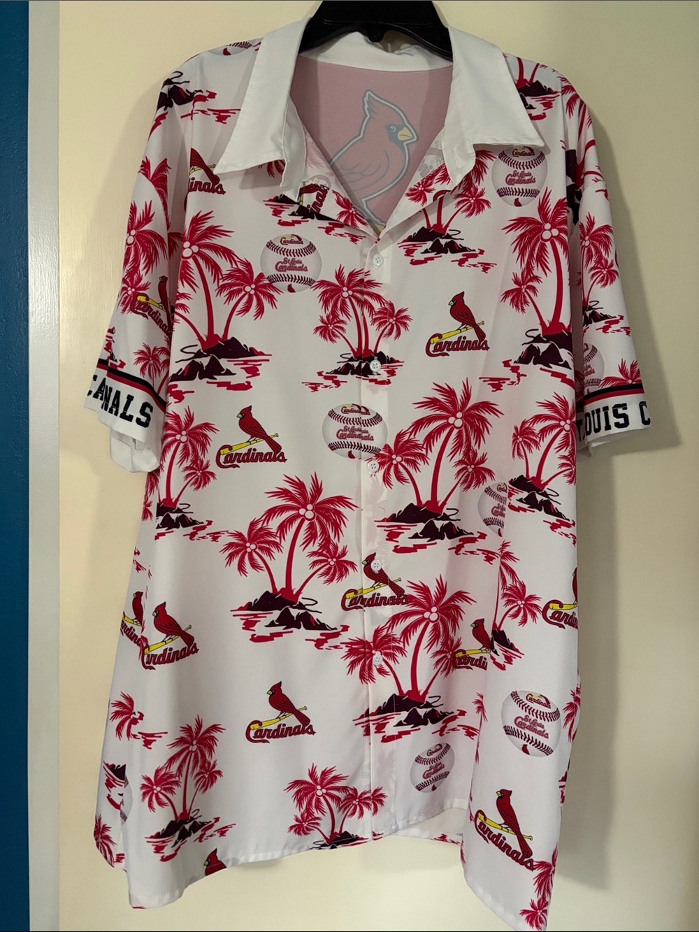 St. Louis cardinals White & Red Tropical Button-Up Shirt